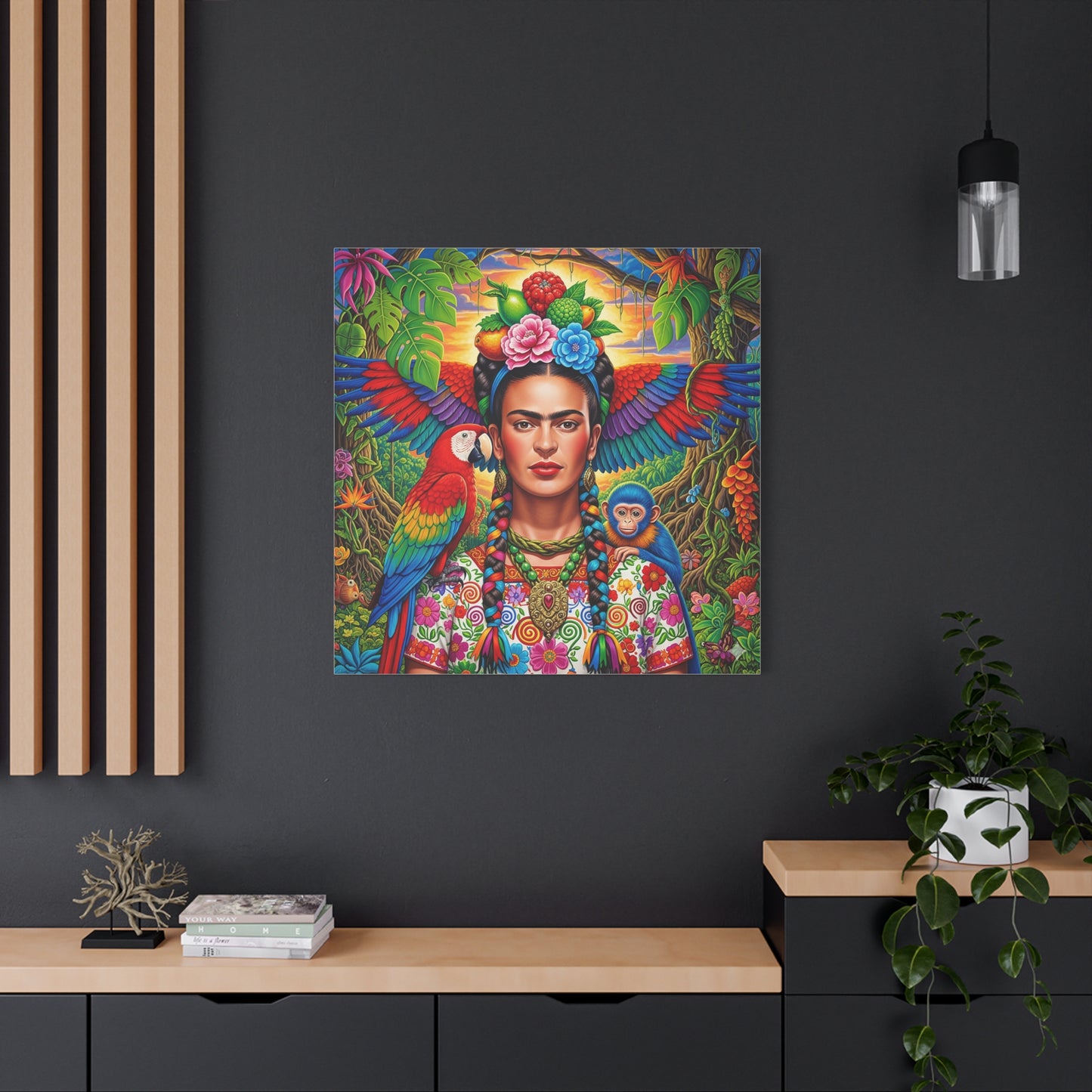 Frida Kahlo Canvas Art Print, Vibrant Wall Decor, Mexican Art, Home Decor, Gift for Art Lovers, Unique Canvas Wall Art