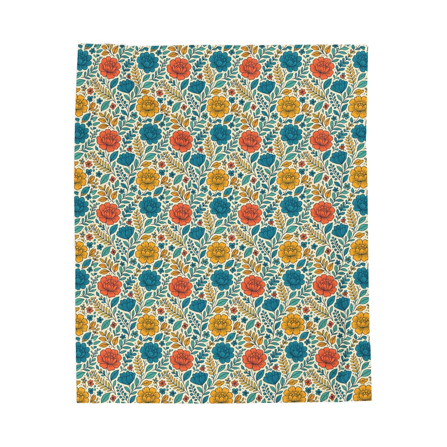 Cozy Floral Velveteen Plush Blanket, Soft Throw Blanket, Gift for Home Decor, Boho Blanket, Floral Pattern Blanket, Couch Decor