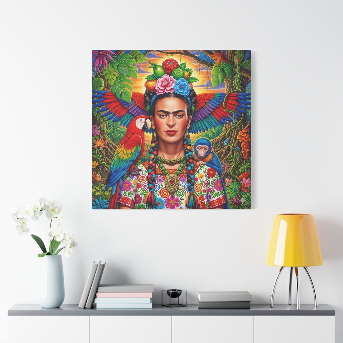 Frida Kahlo Canvas Art Print, Vibrant Wall Decor, Mexican Art, Home Decor, Gift for Art Lovers, Unique Canvas Wall Art