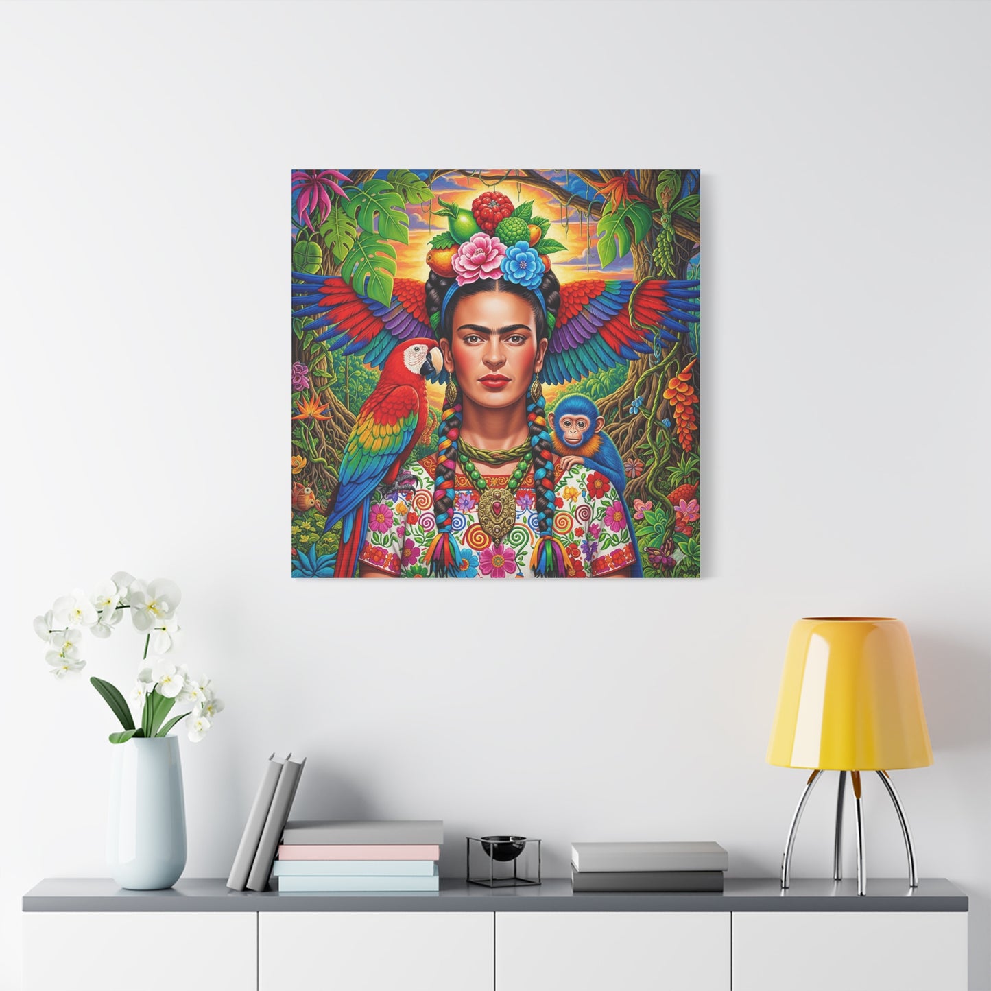 Frida Kahlo Canvas Art Print, Vibrant Wall Decor, Mexican Art, Home Decor, Gift for Art Lovers, Unique Canvas Wall Art