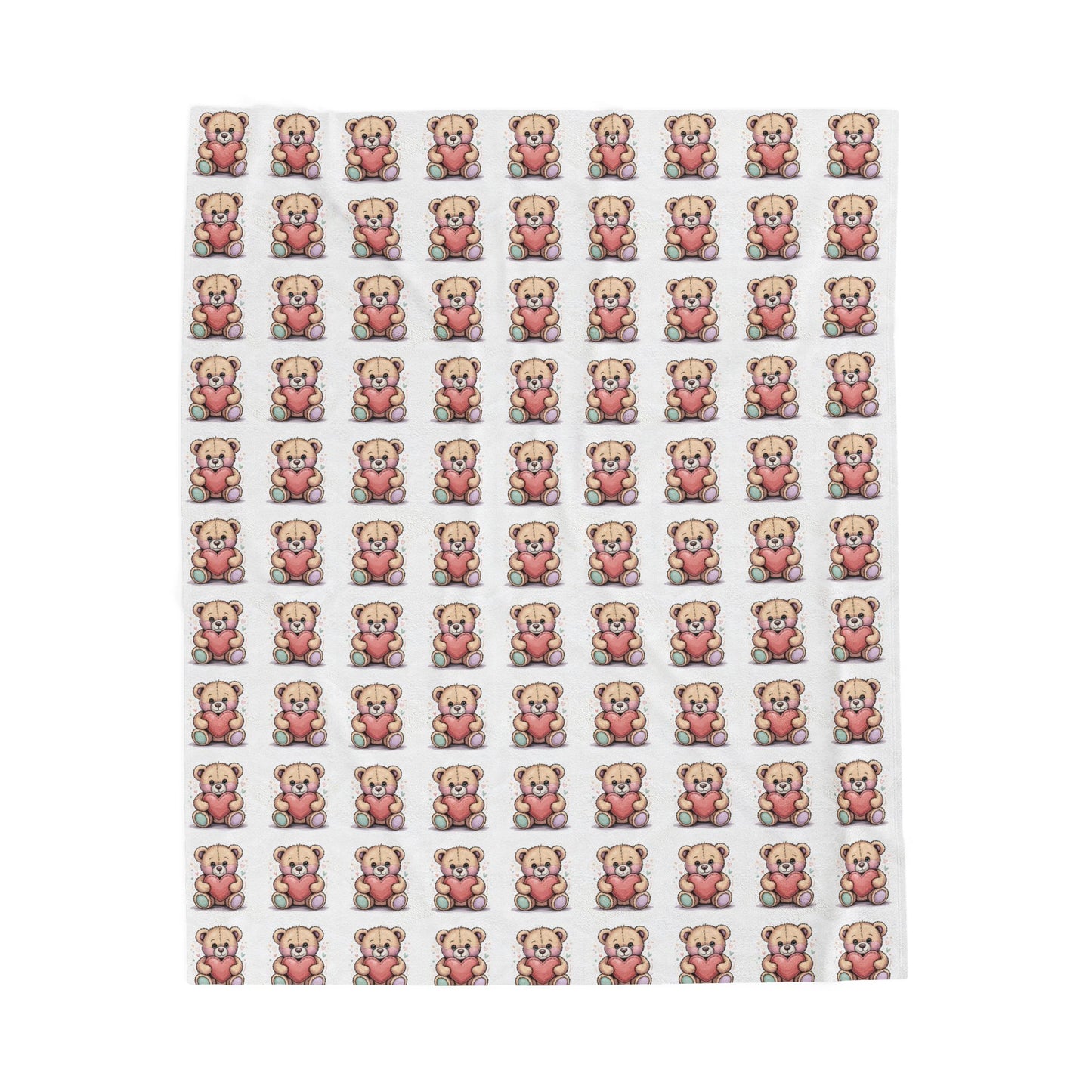 Plush Baby Bear Pattern Velveteen Blanket — Soft Nursery Throw for Babies & Toddlers