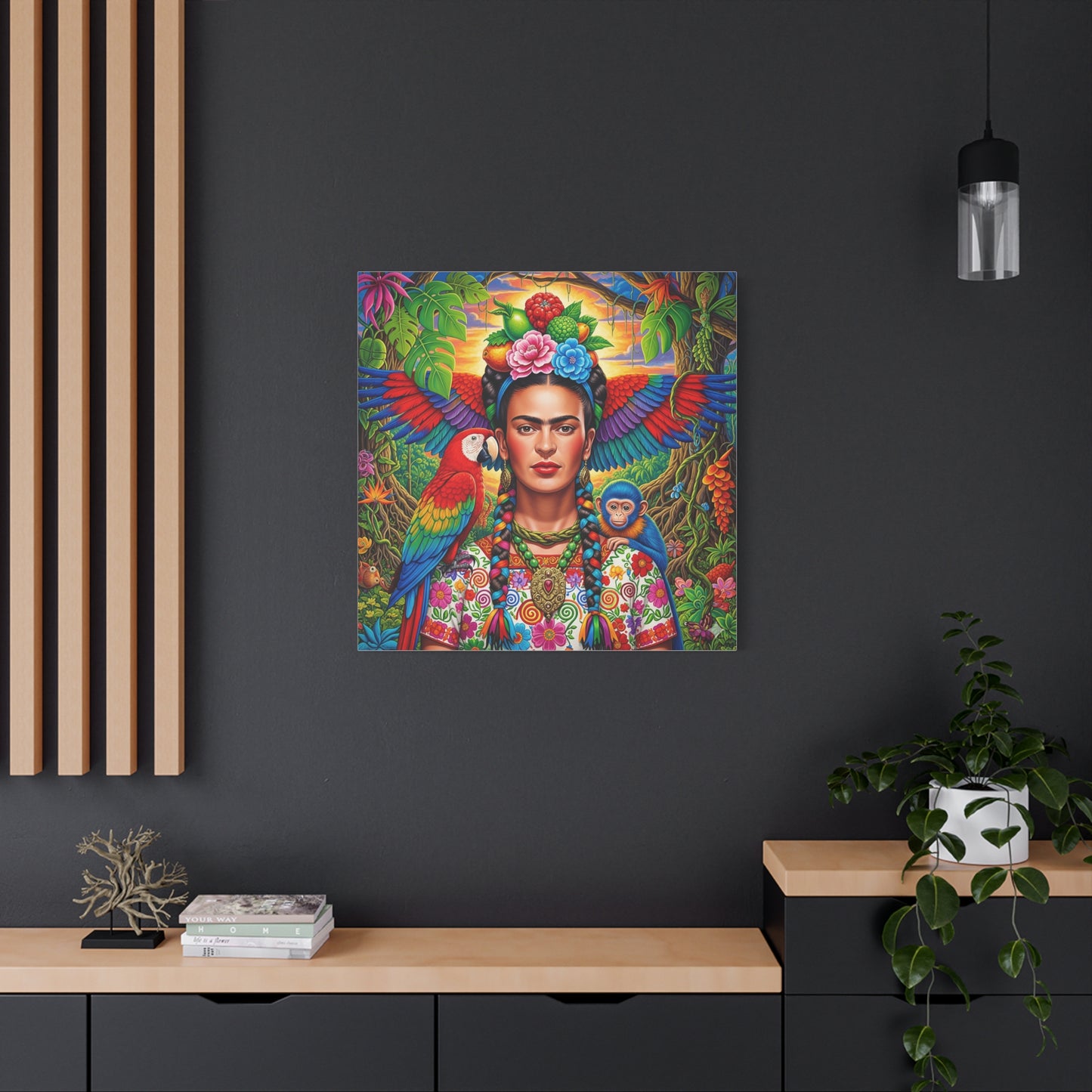 Frida Kahlo Canvas Art Print, Vibrant Wall Decor, Mexican Art, Home Decor, Gift for Art Lovers, Unique Canvas Wall Art