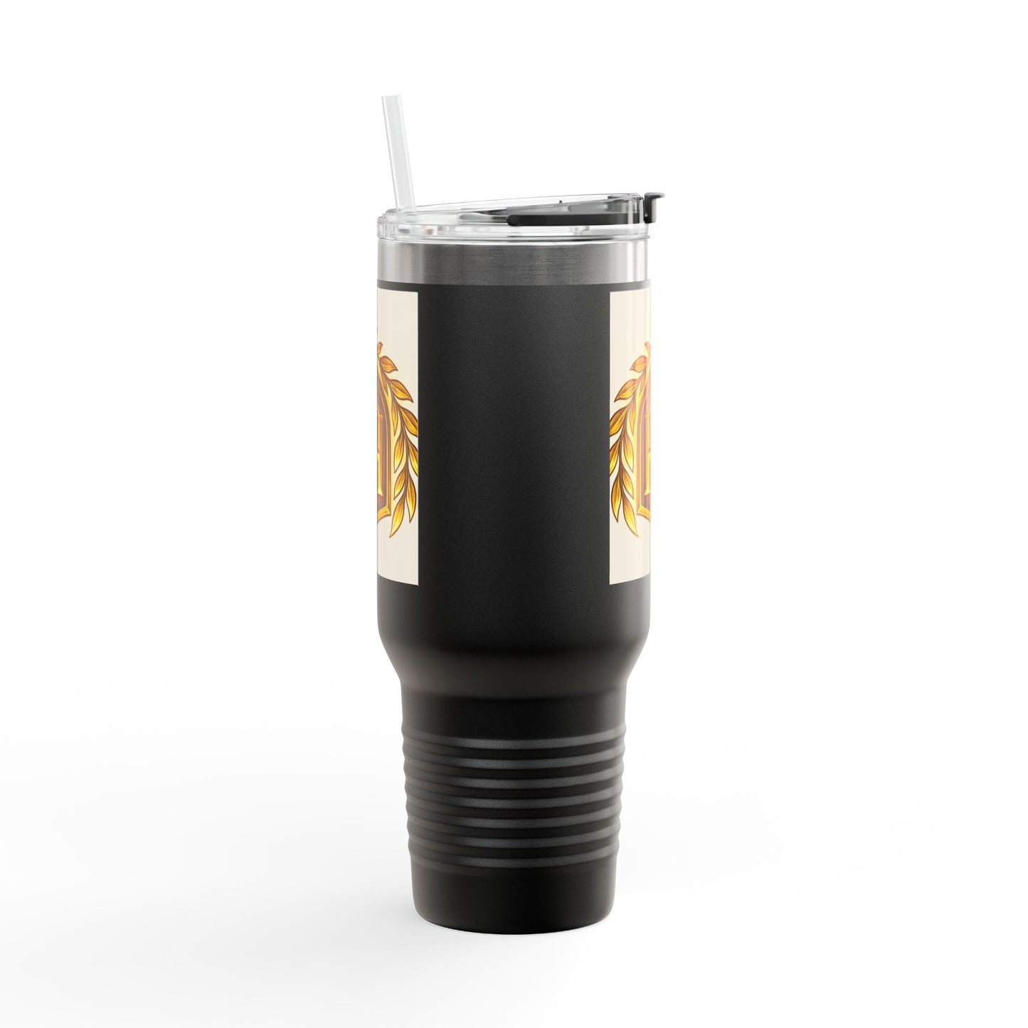 Insulated Travel Mug, 40oz - Golden Emblem Design, Ideal for Gamers, Personalized Gift for Holidays, Work and Adventure