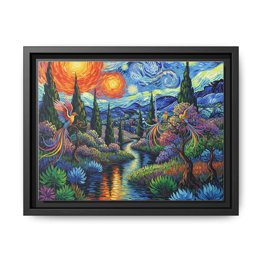 Vibrant Framed Canvas Art, Colorful Wall Decor, Home Decoration, Unique Gift for Art Lovers, Boho Wall Art, Nature Landscape Print