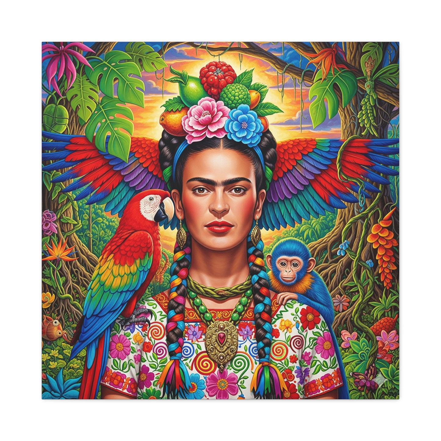 Frida Kahlo Canvas Art Print, Vibrant Wall Decor, Mexican Art, Home Decor, Gift for Art Lovers, Unique Canvas Wall Art