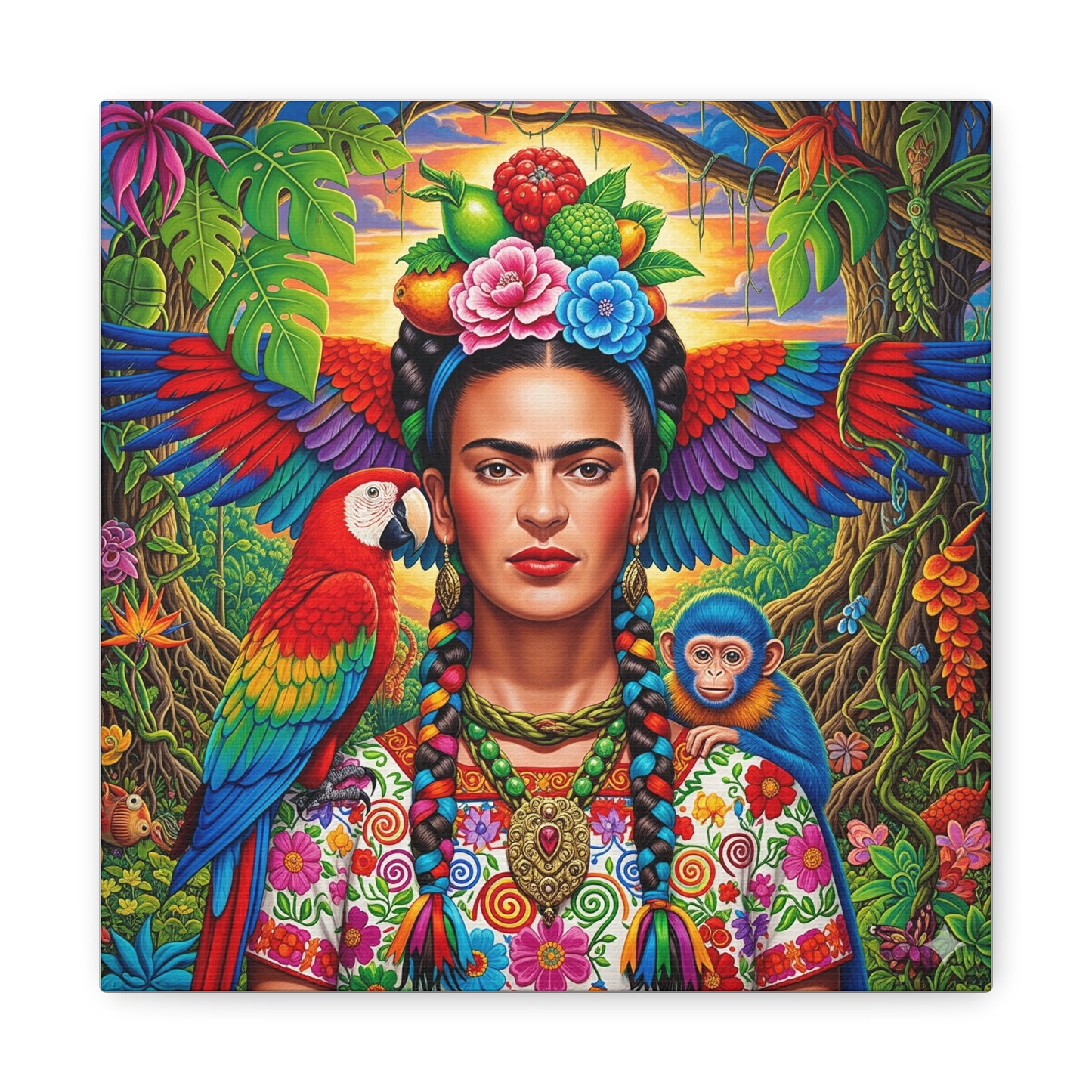 Frida Kahlo Canvas Art Print, Vibrant Wall Decor, Mexican Art, Home Decor, Gift for Art Lovers, Unique Canvas Wall Art