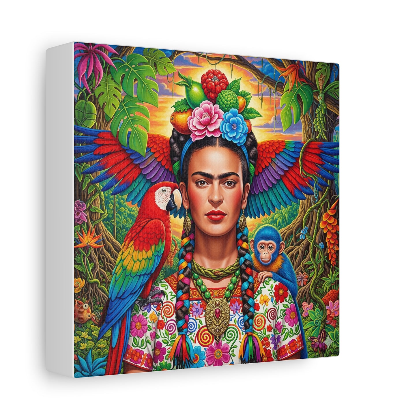 Frida Kahlo Canvas Art Print, Vibrant Wall Decor, Mexican Art, Home Decor, Gift for Art Lovers, Unique Canvas Wall Art