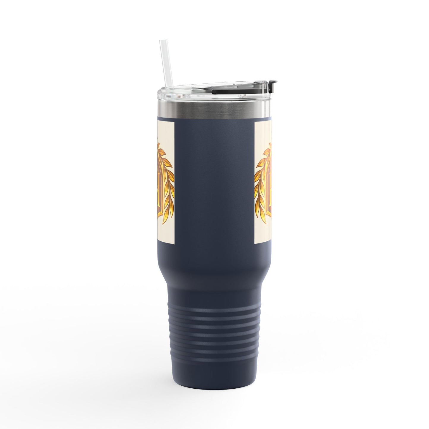Insulated Travel Mug, 40oz - Golden Emblem Design, Ideal for Gamers, Personalized Gift for Holidays, Work and Adventure