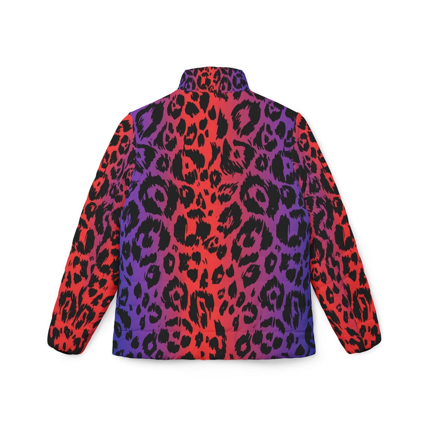 Vibrant Leopard Print Women's Puffer Jacket, Trendy Winter Coat, Stylish Outerwear, Unique Fashion Statement, Perfect for Fall & Winter