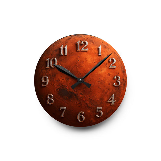 Mars Themed Acrylic Wall Clock, Unique Home Decor, Space Lover Gift, Modern Wall Art, Astronomy Accessory