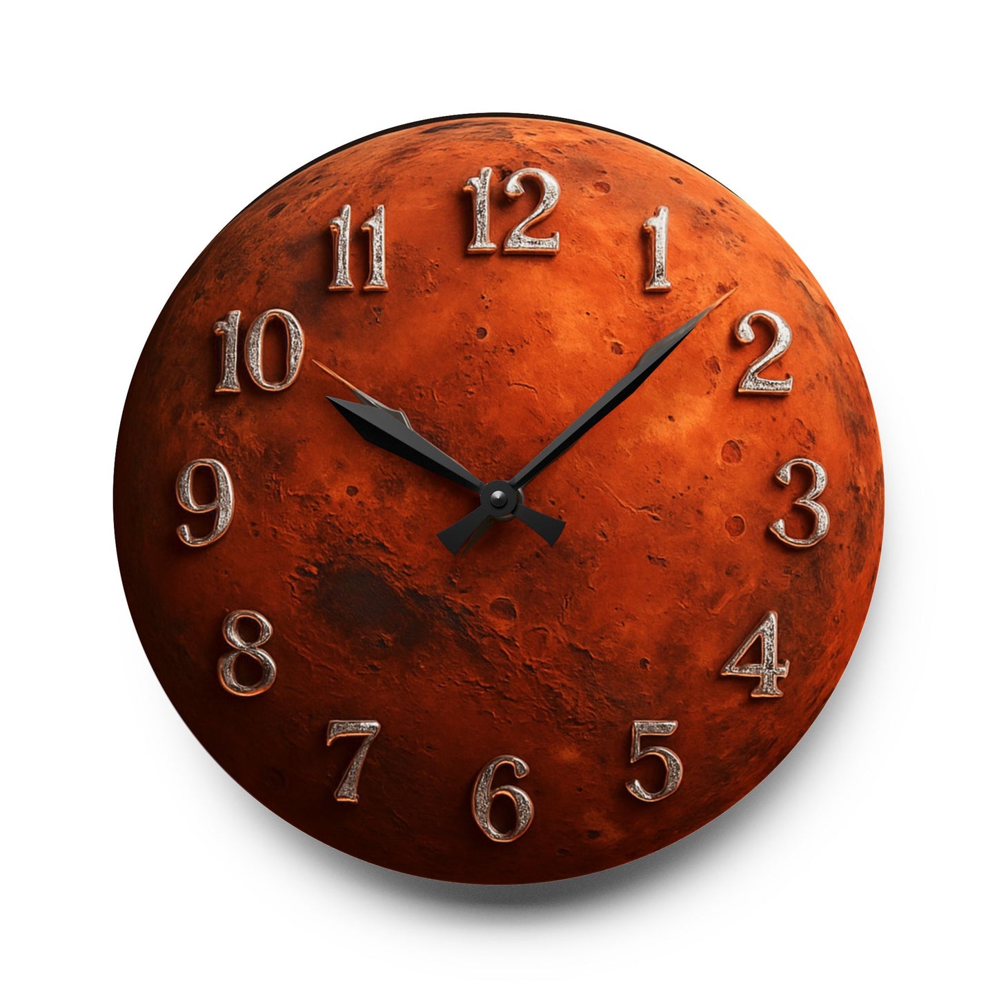 Mars Themed Acrylic Wall Clock, Unique Home Decor, Space Lover Gift, Modern Wall Art, Astronomy Accessory