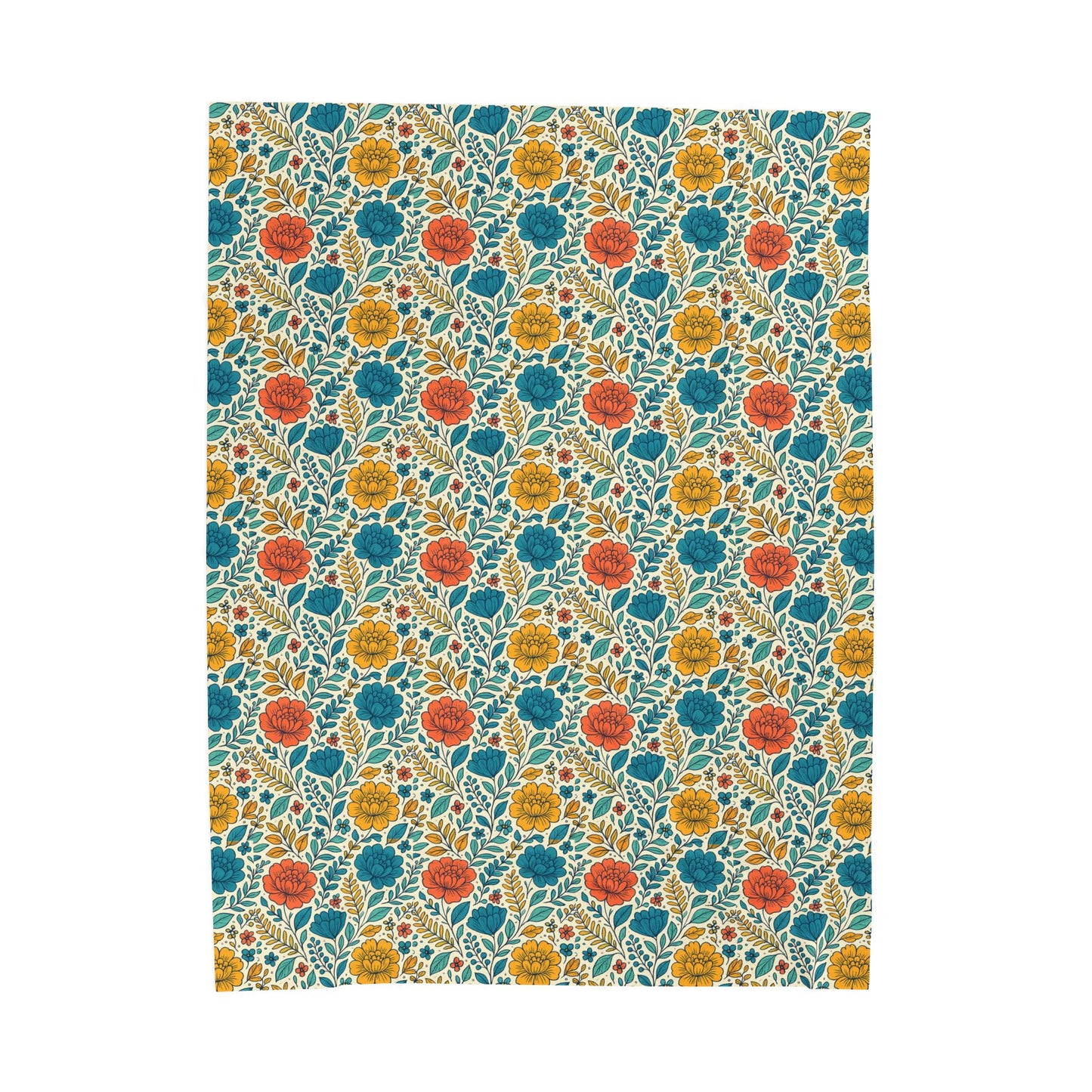 Cozy Floral Velveteen Plush Blanket, Soft Throw Blanket, Gift for Home Decor, Boho Blanket, Floral Pattern Blanket, Couch Decor