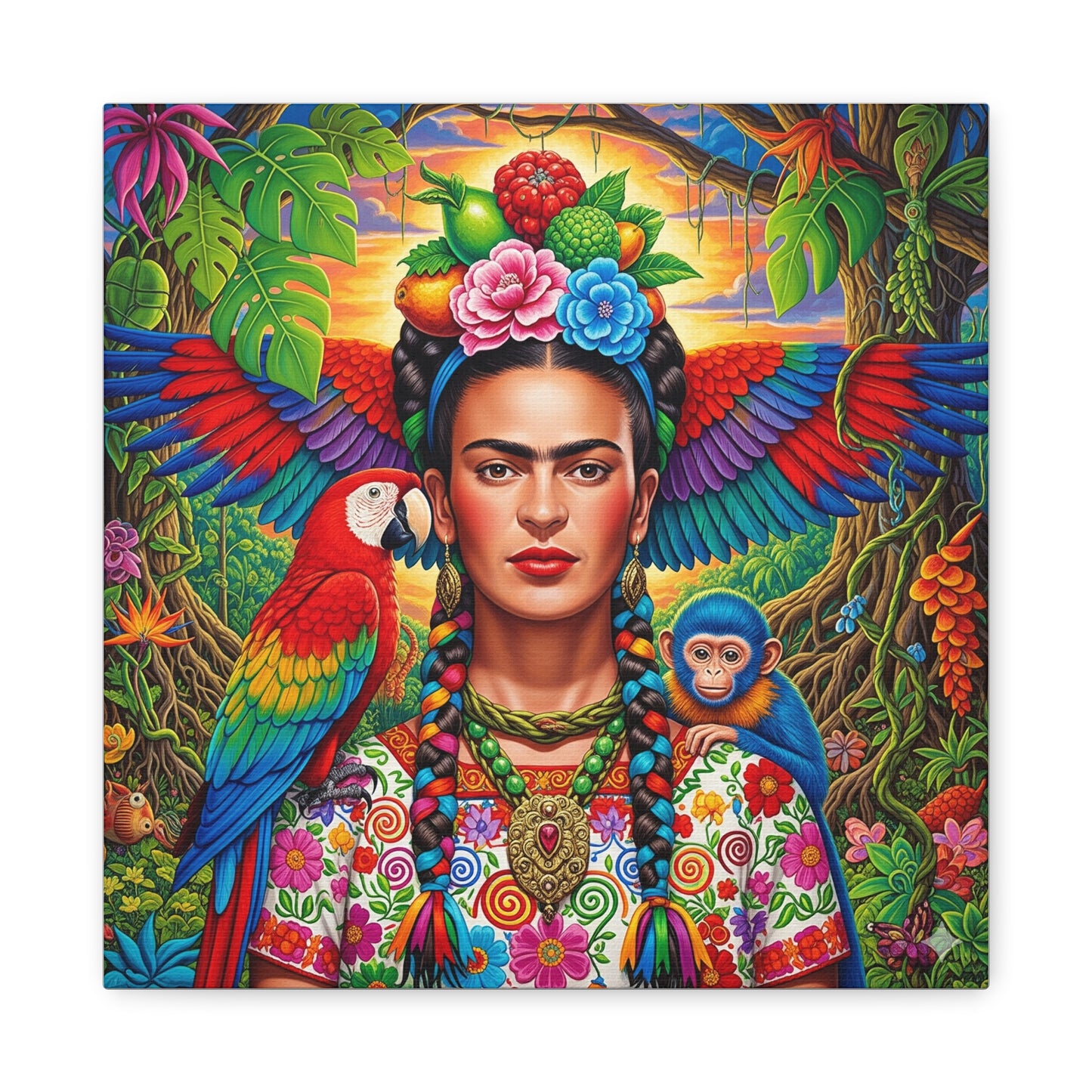 Frida Kahlo Canvas Art Print, Vibrant Wall Decor, Mexican Art, Home Decor, Gift for Art Lovers, Unique Canvas Wall Art