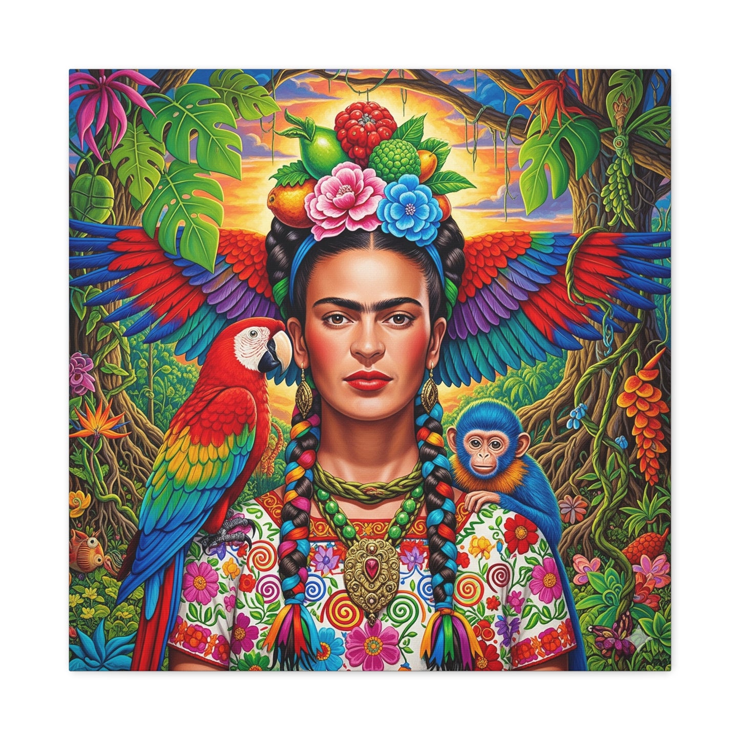 Frida Kahlo Canvas Art Print, Vibrant Wall Decor, Mexican Art, Home Decor, Gift for Art Lovers, Unique Canvas Wall Art