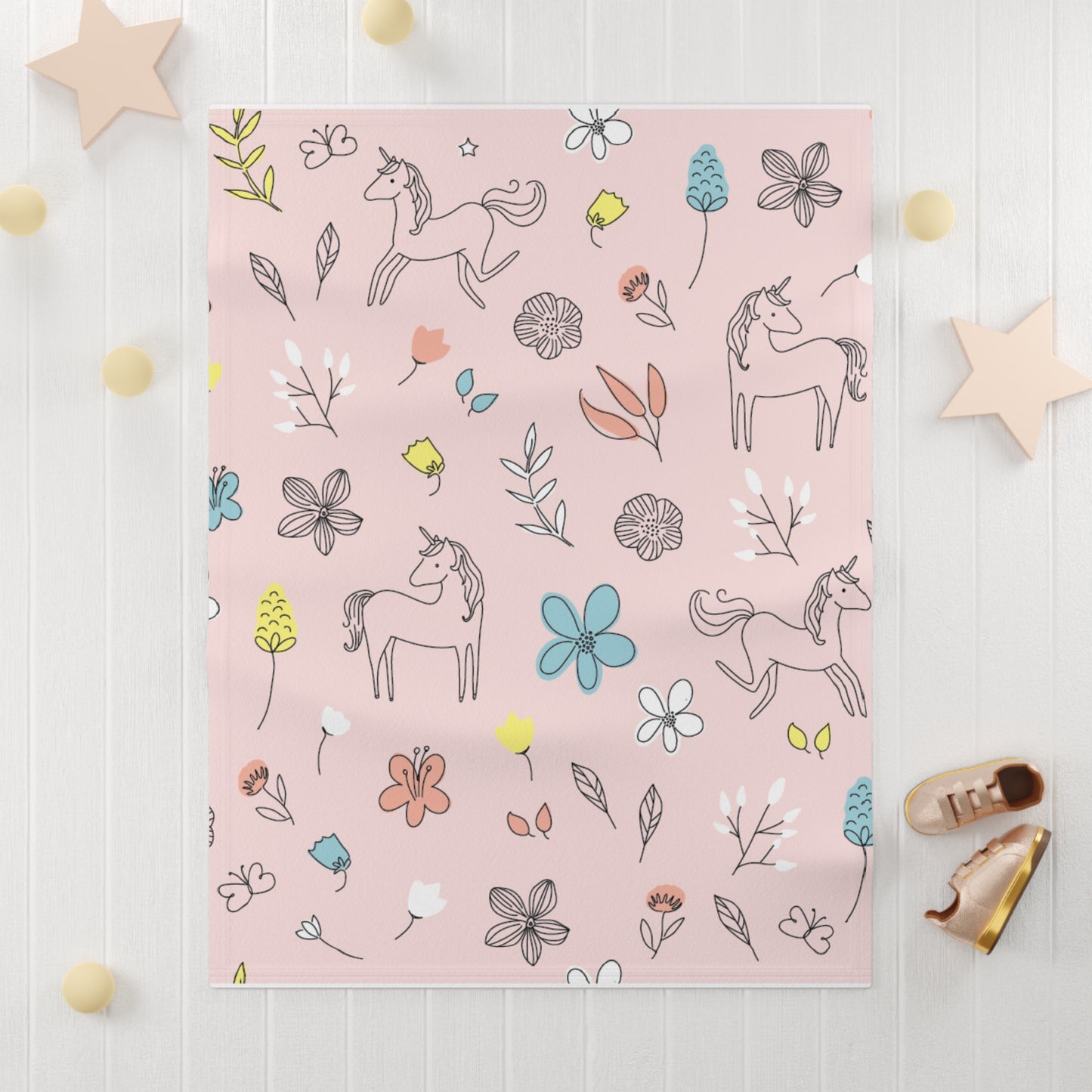 Soft Fleece Baby Blanket with Whimsical Unicorns and Floral Design, Perfect for Baby Shower, Nursery Decor, Cozy Comfort, Gift for New [...]