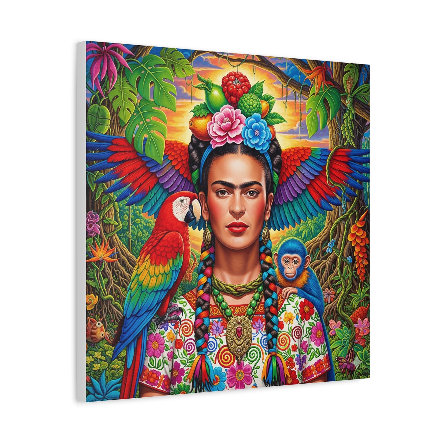 Frida Kahlo Canvas Art Print, Vibrant Wall Decor, Mexican Art, Home Decor, Gift for Art Lovers, Unique Canvas Wall Art