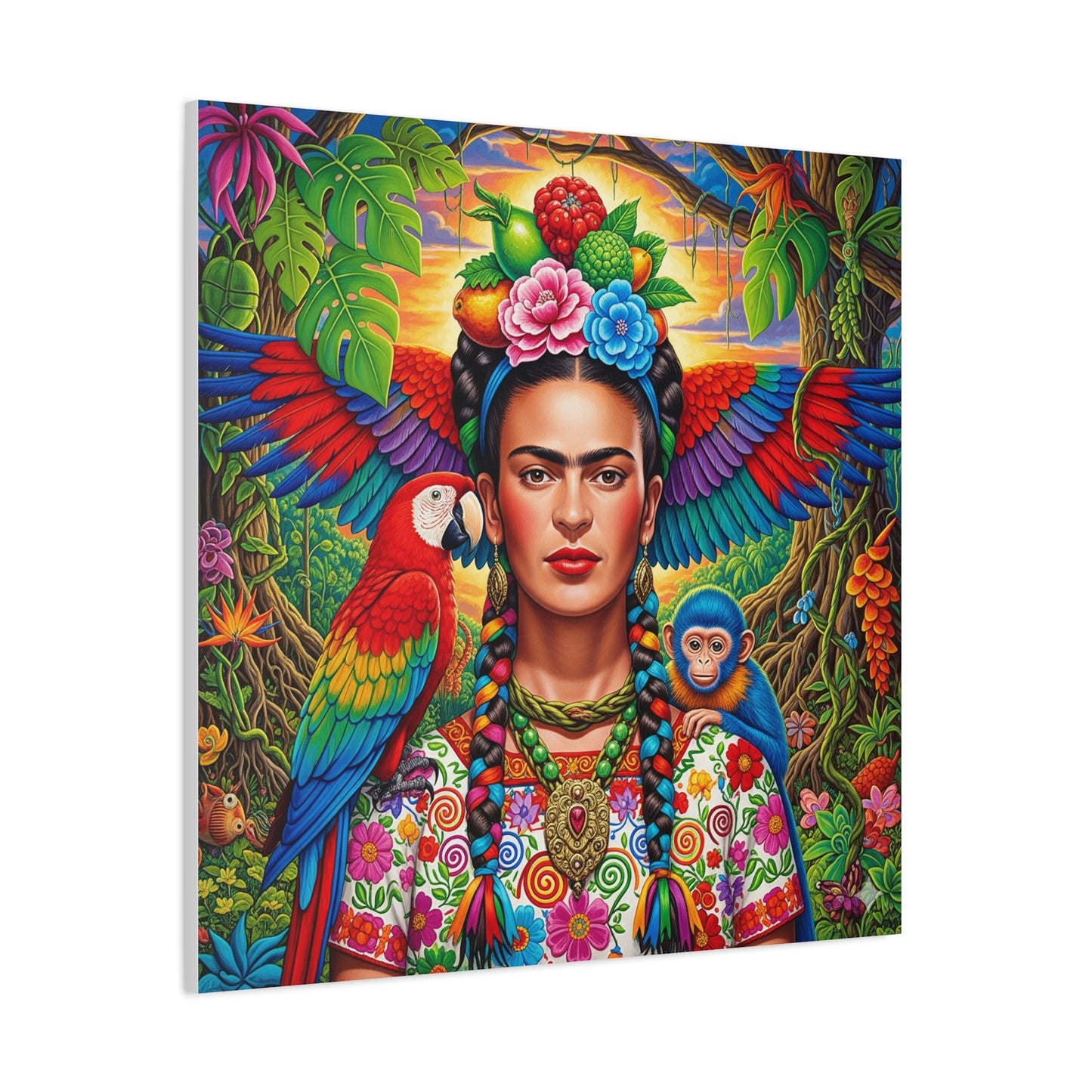 Frida Kahlo Canvas Art Print, Vibrant Wall Decor, Mexican Art, Home Decor, Gift for Art Lovers, Unique Canvas Wall Art
