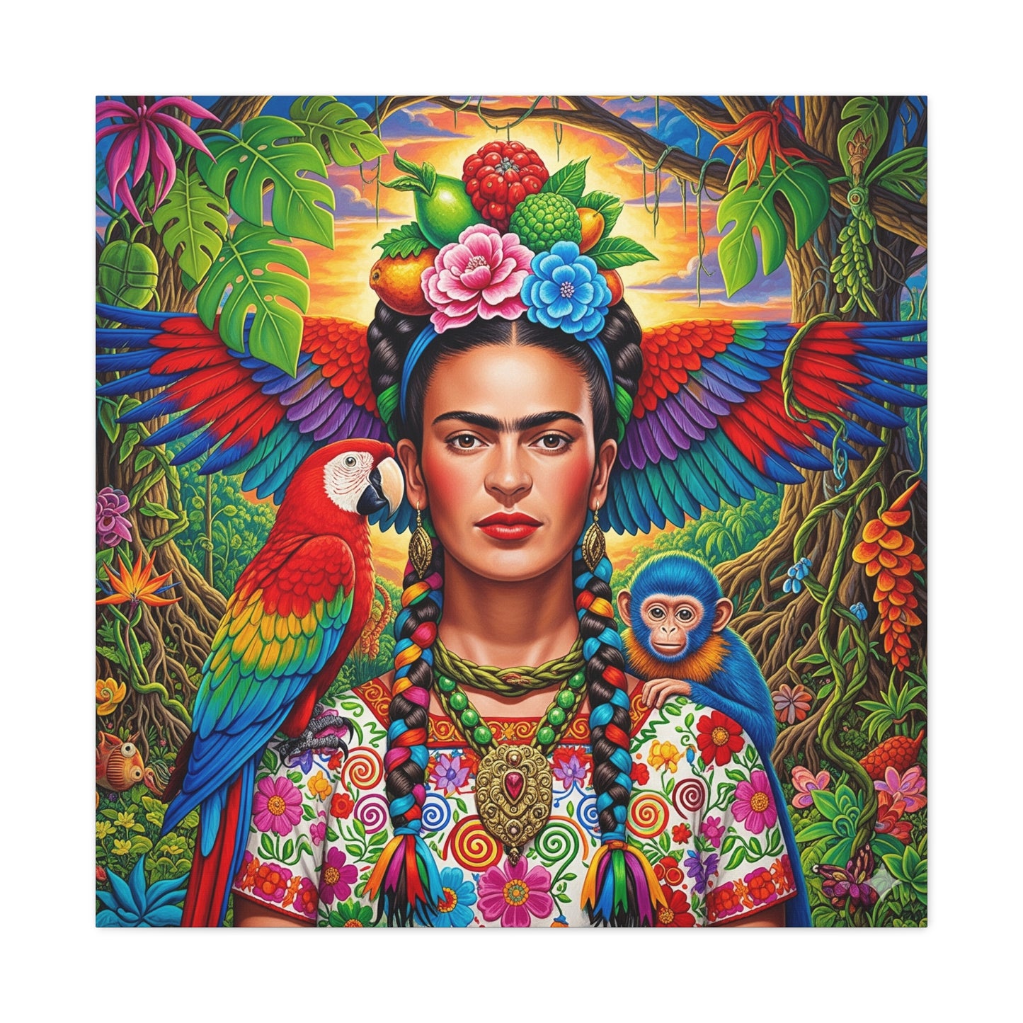 Frida Kahlo Canvas Art Print, Vibrant Wall Decor, Mexican Art, Home Decor, Gift for Art Lovers, Unique Canvas Wall Art