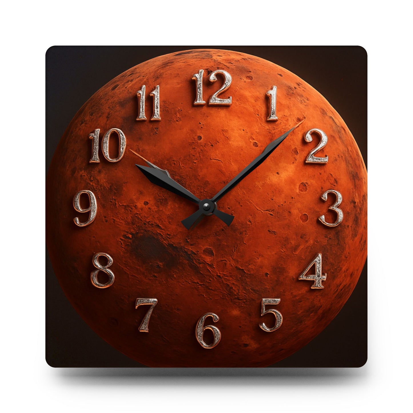 Mars Themed Acrylic Wall Clock, Unique Home Decor, Space Lover Gift, Modern Wall Art, Astronomy Accessory