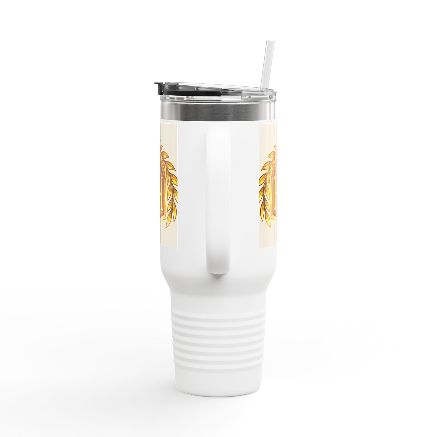 Insulated Travel Mug, 40oz - Golden Emblem Design, Ideal for Gamers, Personalized Gift for Holidays, Work and Adventure