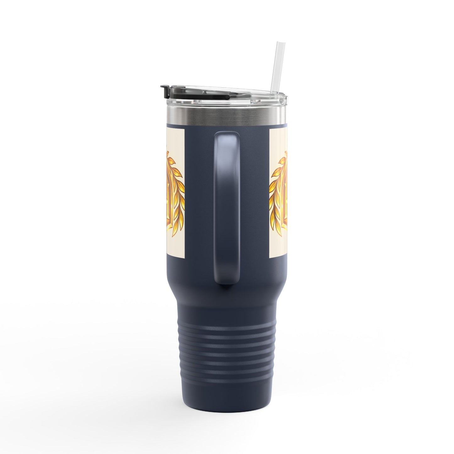 Insulated Travel Mug, 40oz - Golden Emblem Design, Ideal for Gamers, Personalized Gift for Holidays, Work and Adventure