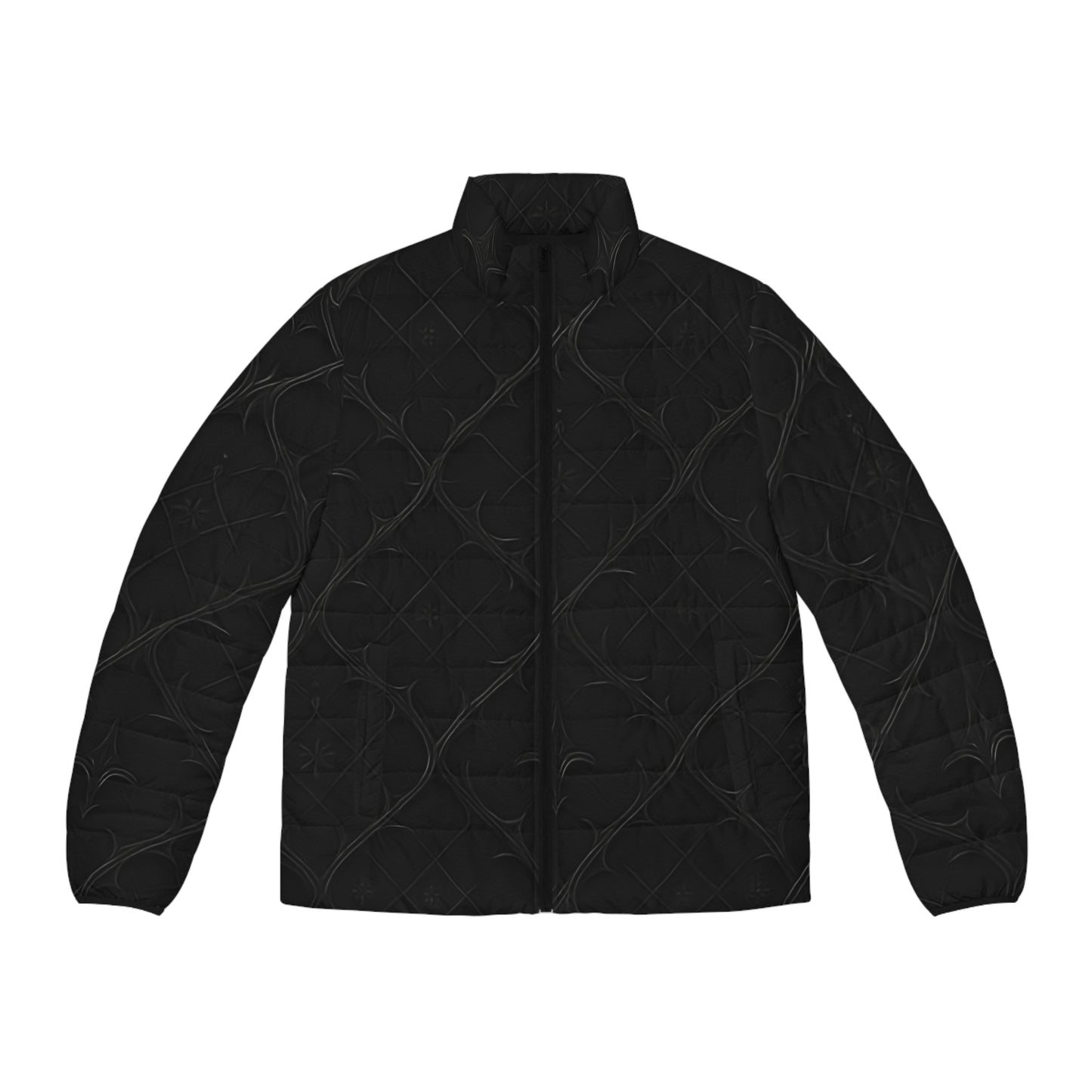 Men's Puffer Jacket - Stylish All-Over Print for Winter Adventures