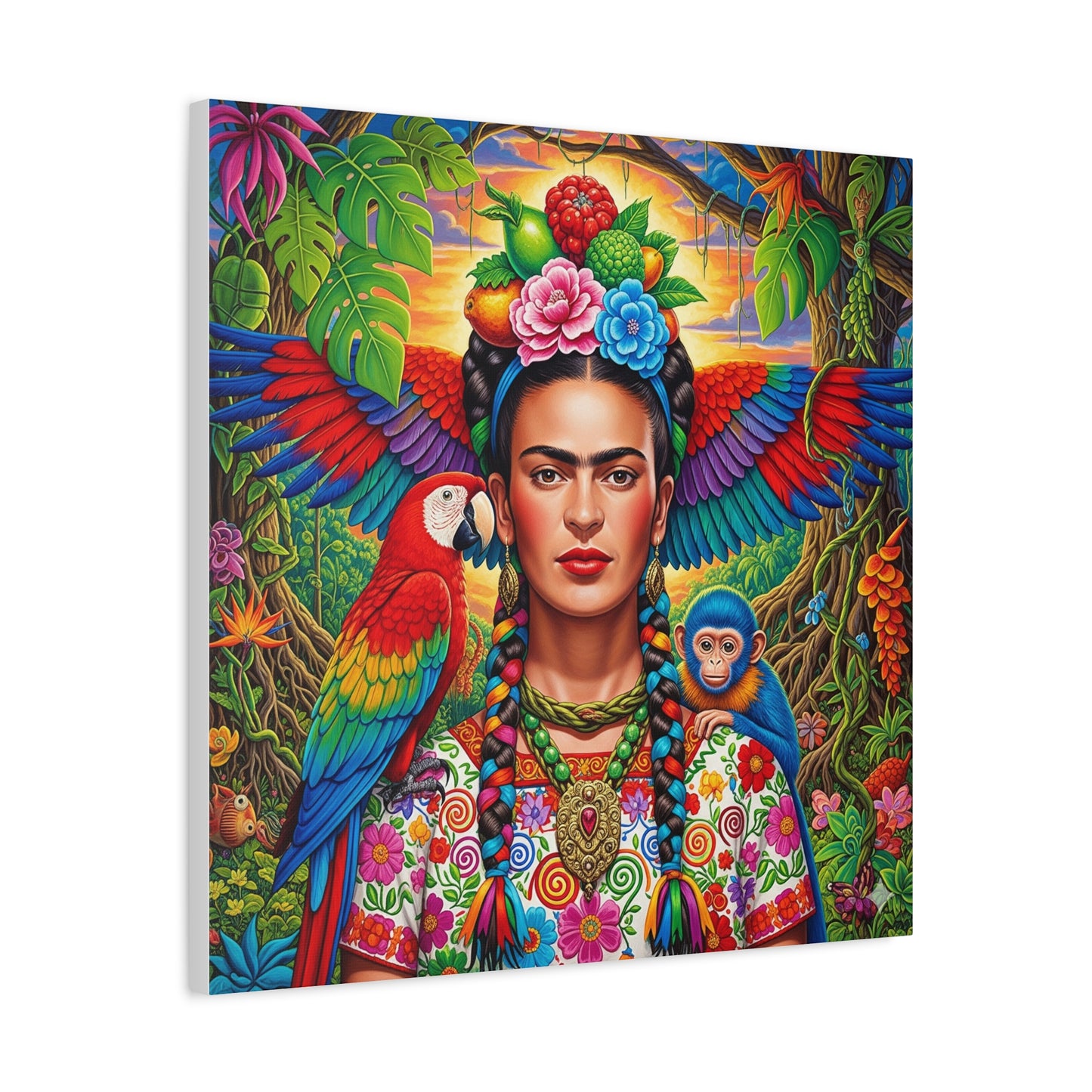 Frida Kahlo Canvas Art Print, Vibrant Wall Decor, Mexican Art, Home Decor, Gift for Art Lovers, Unique Canvas Wall Art