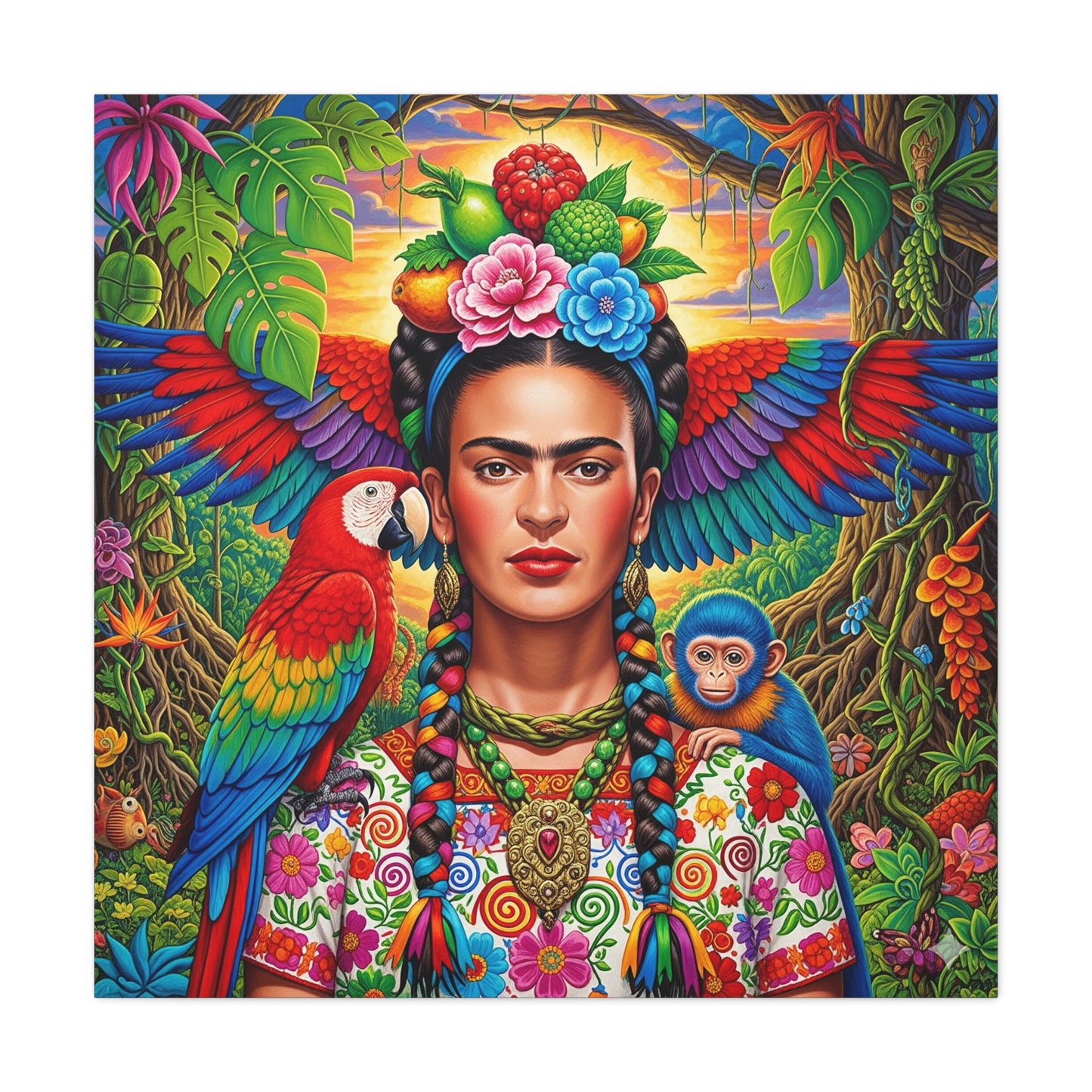 Frida Kahlo Canvas Art Print, Vibrant Wall Decor, Mexican Art, Home Decor, Gift for Art Lovers, Unique Canvas Wall Art