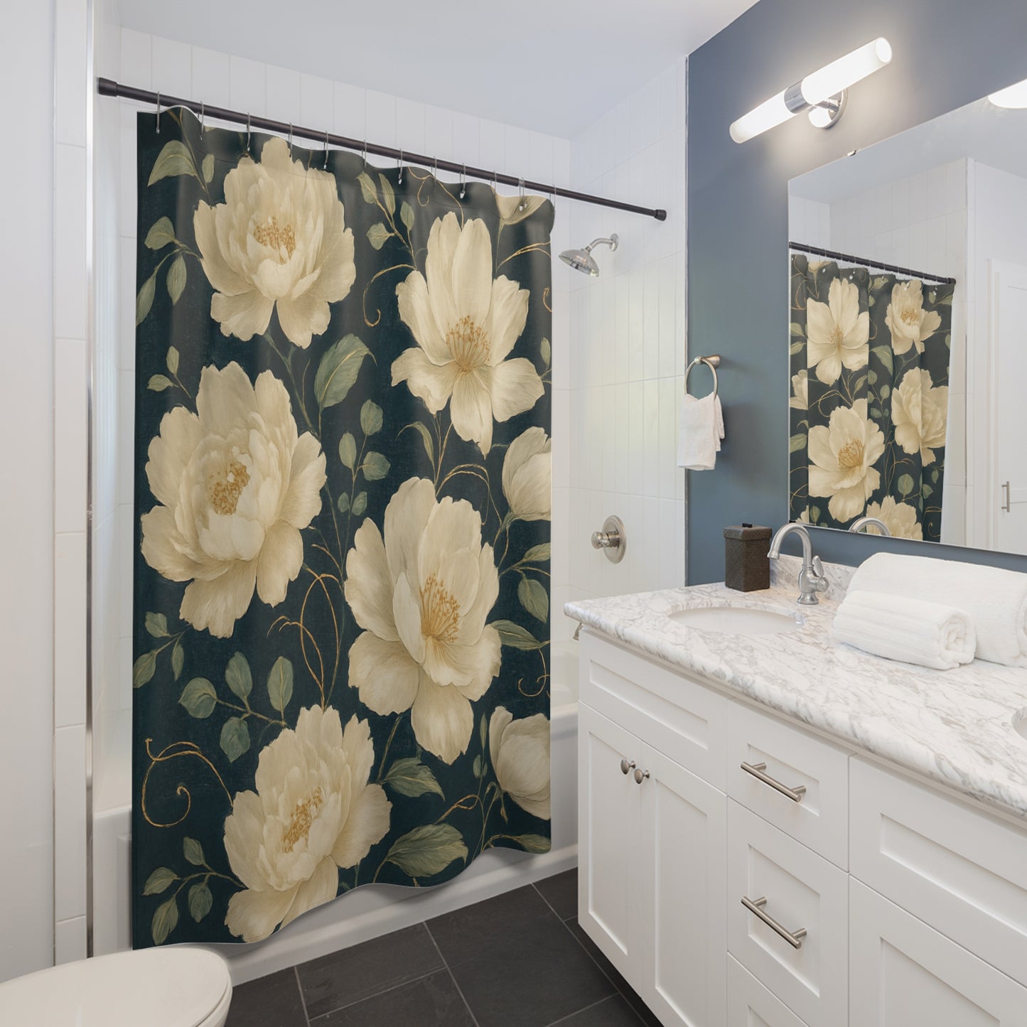 Elegant Floral Shower Curtains for a Luxurious Bathroom, Botanical Decor, Home Spa, Gift for Her, Relaxing Vibes