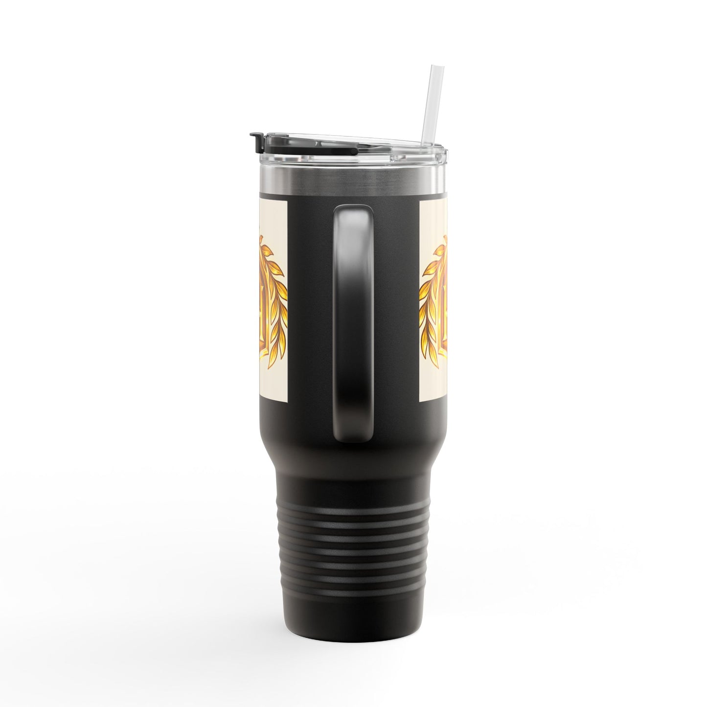Insulated Travel Mug, 40oz - Golden Emblem Design, Ideal for Gamers, Personalized Gift for Holidays, Work and Adventure