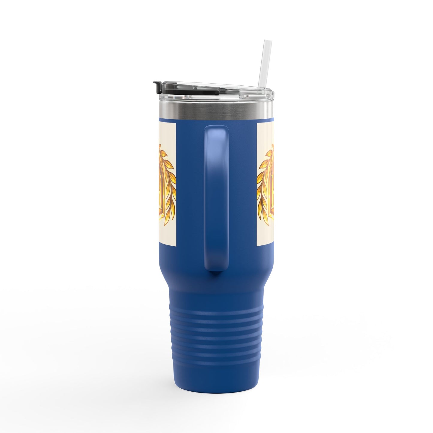 Insulated Travel Mug, 40oz - Golden Emblem Design, Ideal for Gamers, Personalized Gift for Holidays, Work and Adventure