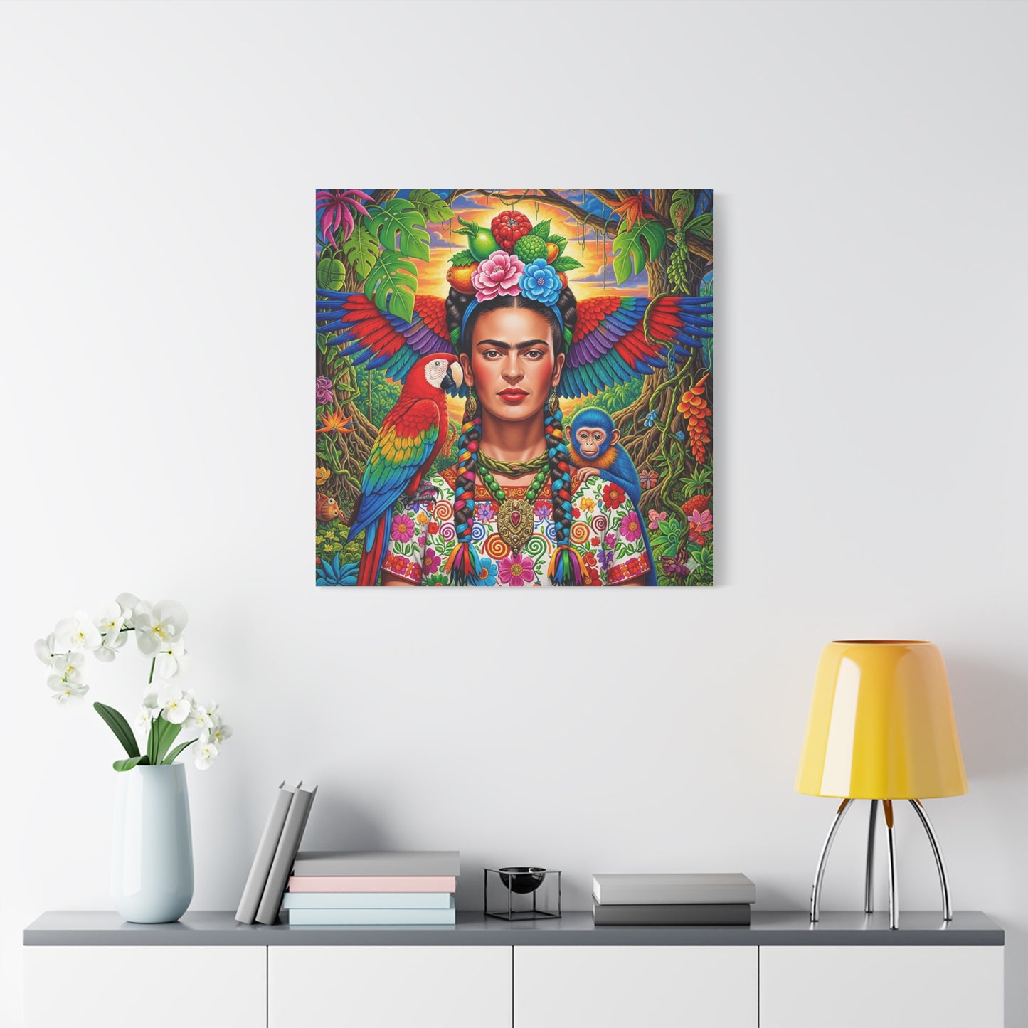 Frida Kahlo Canvas Art Print, Vibrant Wall Decor, Mexican Art, Home Decor, Gift for Art Lovers, Unique Canvas Wall Art
