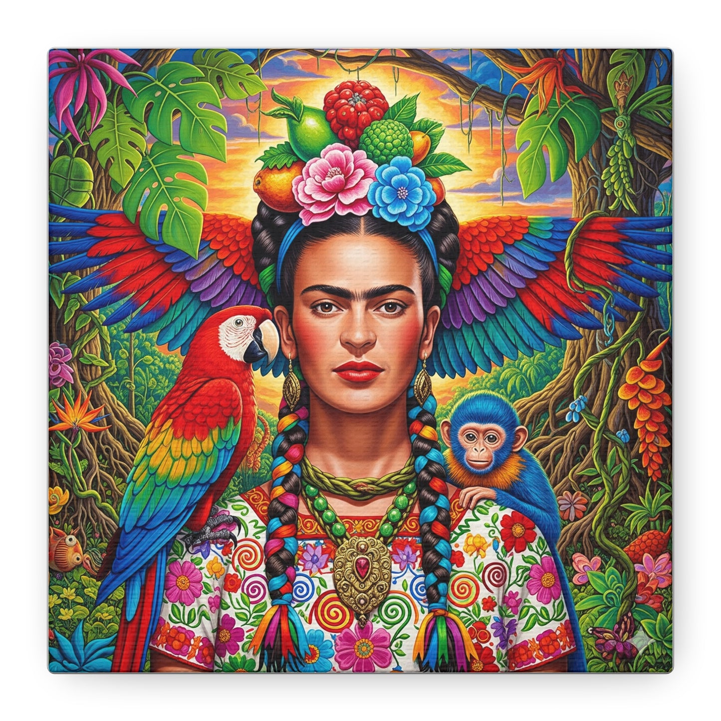 Frida Kahlo Canvas Art Print, Vibrant Wall Decor, Mexican Art, Home Decor, Gift for Art Lovers, Unique Canvas Wall Art